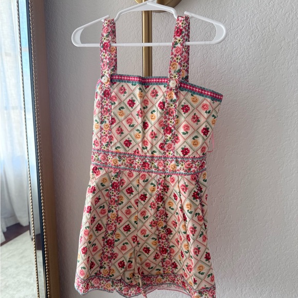 Charming Floral Kids Romper in Pink and Cream